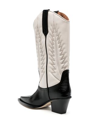 Bone white and black calf leather boots PARIS TEXAS | PX854XTJLTBLACKBONE